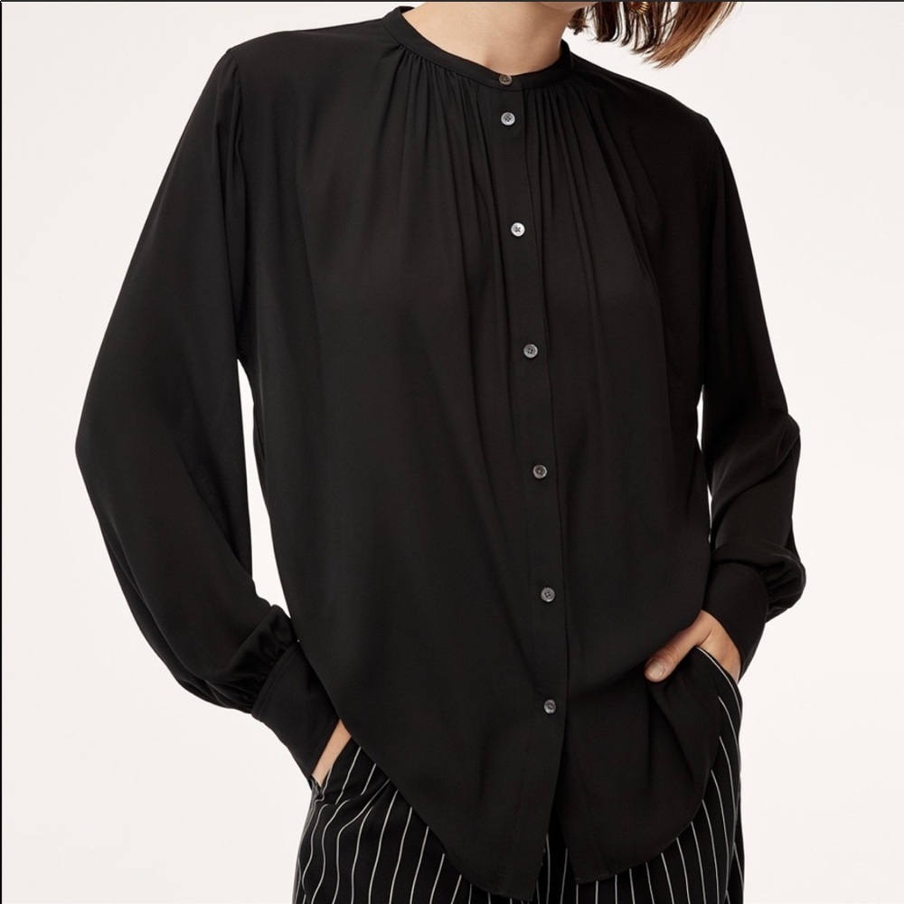 Aritzia Babaton Black Gene Blouse XS H318 g3